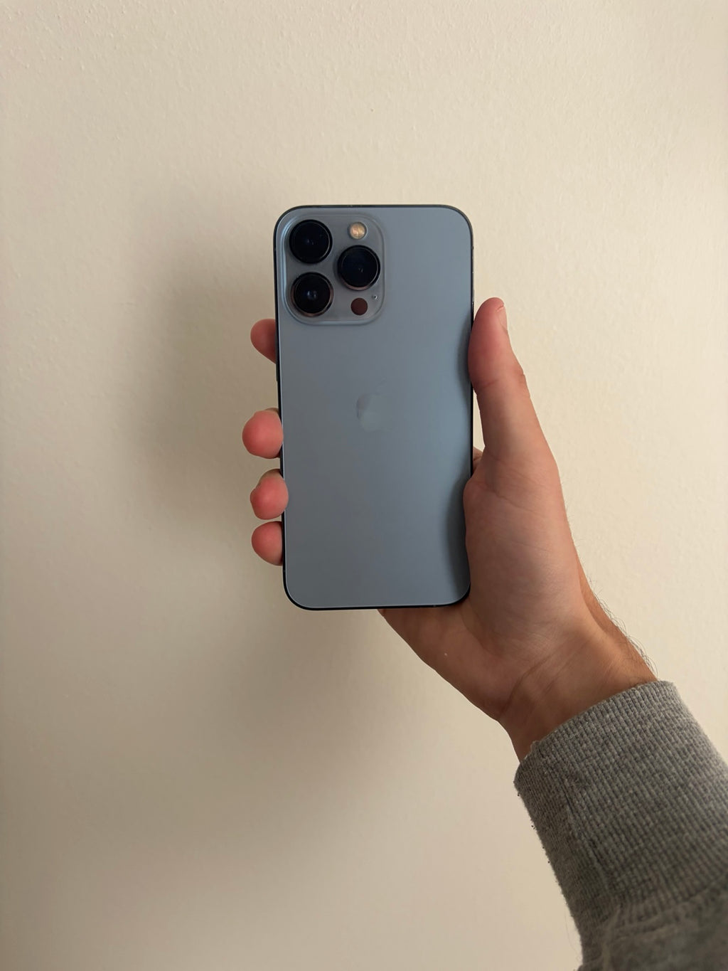 iPhone 13 Pro 256GB Sierra Blue rear view without case