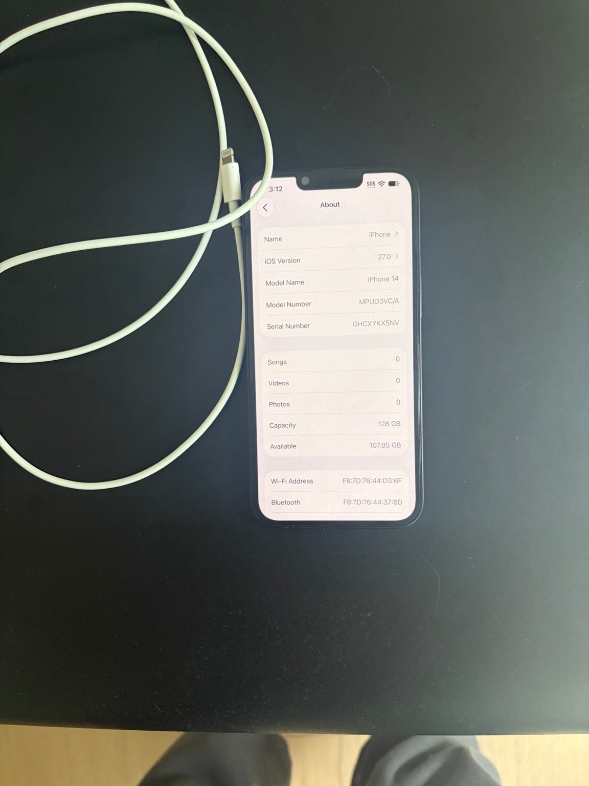 iPhone 14 128GB device information
