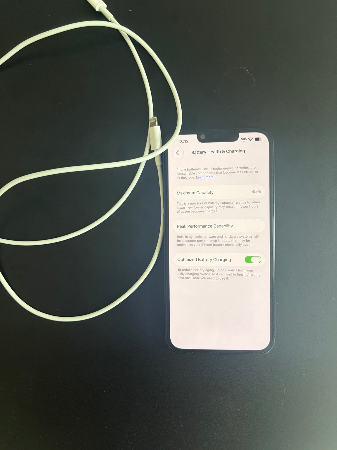 iPhone 14 battery health 85 percent