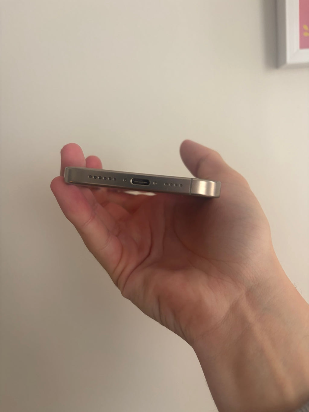 iPhone 16 Pro Max Natural Titanium bottom edge and USB-C port