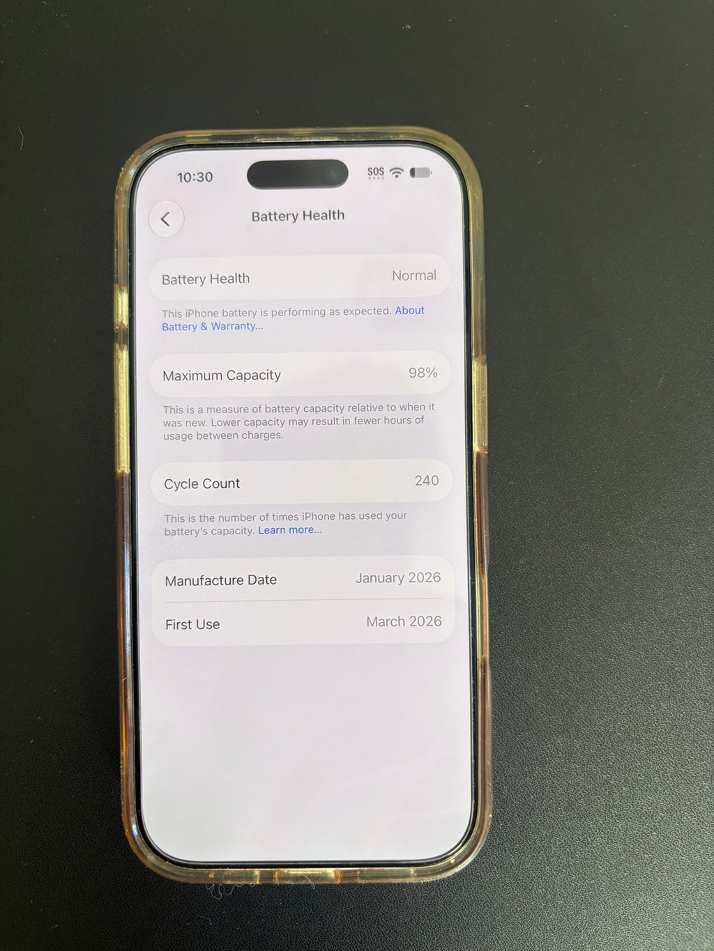 iPhone 17 battery health 98 percent